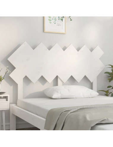 Testiera per Letto Bianca 132x3x81 cm Legno Massello di Pino