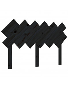 Testiera per Letto Nera 132x3x81 cm in Legno Massello di Pino 2