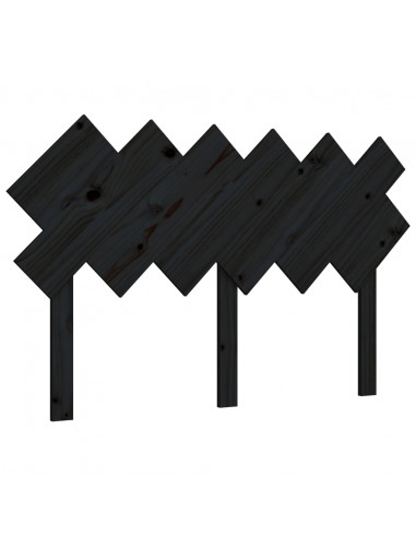 Testiera per Letto Nera 132x3x81 cm in Legno Massello di Pino