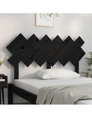 Testiera per Letto Nera 132x3x81 cm in Legno Massello di Pino