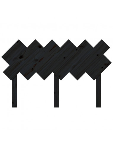 Testiera per Letto Nera 132x3x81 cm in Legno Massello di Pino