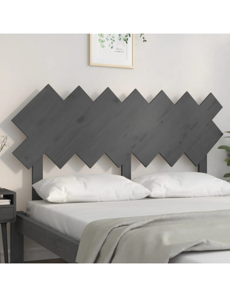 Testiera per Letto Grigia141x3x80,5cm in Legno Massello di Pino