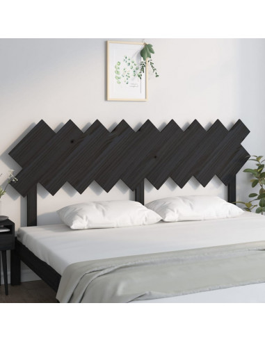 Testiera per Letto Nera 178x3x80,5 cm in Legno Massello di Pino