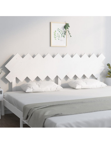 Testiera per Letto Bianca 196x3x80,5 cm Legno Massello di Pino