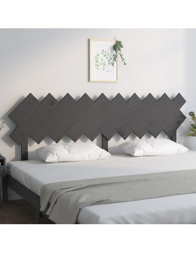 Testiera per Letto Grigia 196x3x80,5 cm Legno Massello di Pino