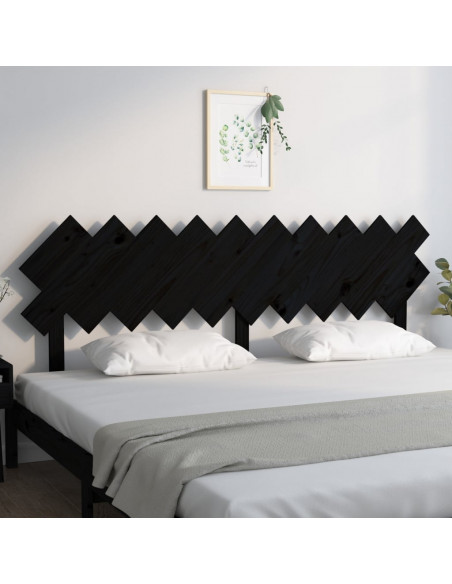 Testiera per Letto Nera 196x3x80,5 cm in Legno Massello di Pino