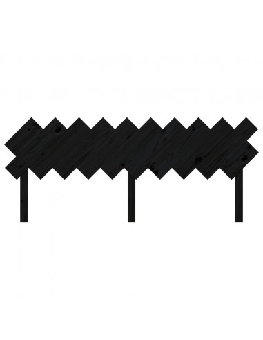 Testiera per Letto Nera 196x3x80,5 cm in Legno Massello di Pino