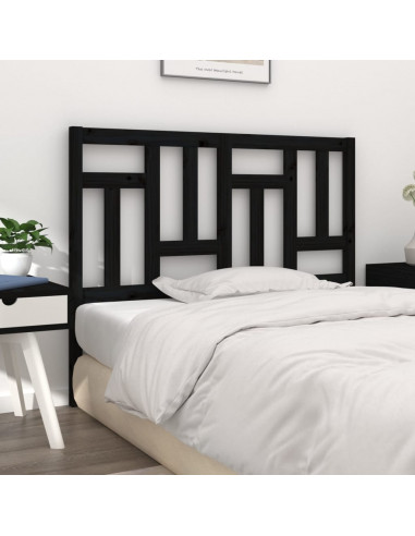 Testiera per Letto Nera 205,5x4x100cm in Legno Massello di Pino