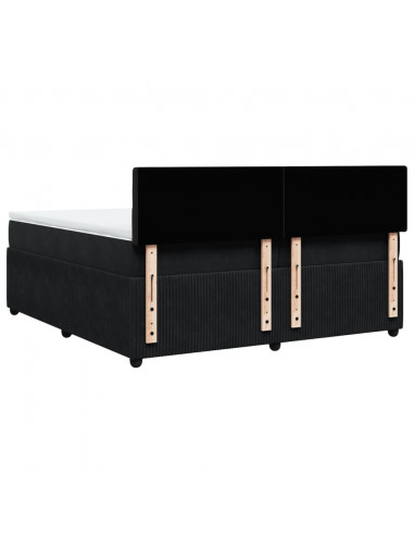 Giroletto a Molle con Materasso Nero 200x200 cm in Velluto