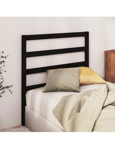Testiera per Letto Nera 95x4x100 cm in Legno Massello di Pino