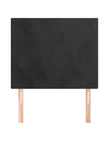 Testiera 2 pz Nera 90x5x78/88 cm in Velluto