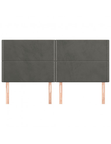 Testiere 4 pz Grigio Scuro 100x5x78/88 cm in Velluto