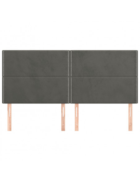 Testiere 4 pz Grigio Scuro 100x5x78/88 cm in Velluto