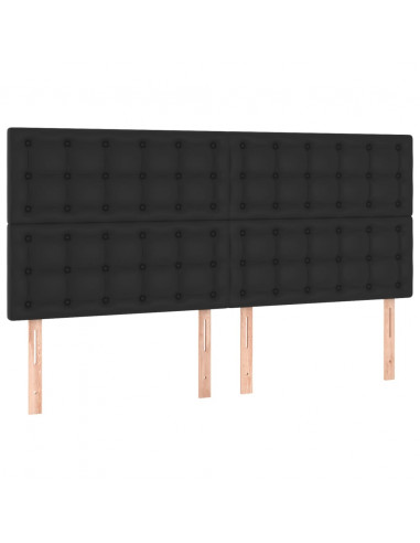 Testiera 4 pz Nera 80x5x78/88 cm in Similpelle