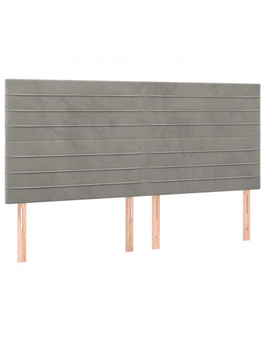 Testiere 4 pz Grigio Chiaro 100x5x78/88 cm in Velluto