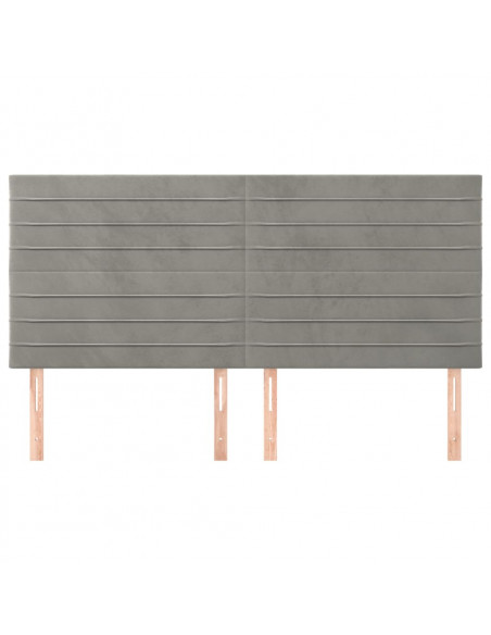 Testiere 4 pz Grigio Chiaro 100x5x78/88 cm in Velluto