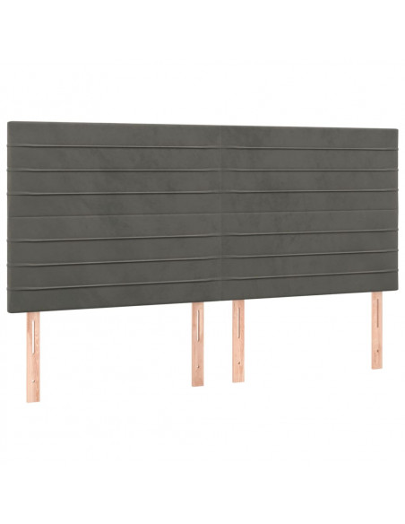 Testiere 4 pz Grigio Scuro 100x5x78/88 cm in Velluto