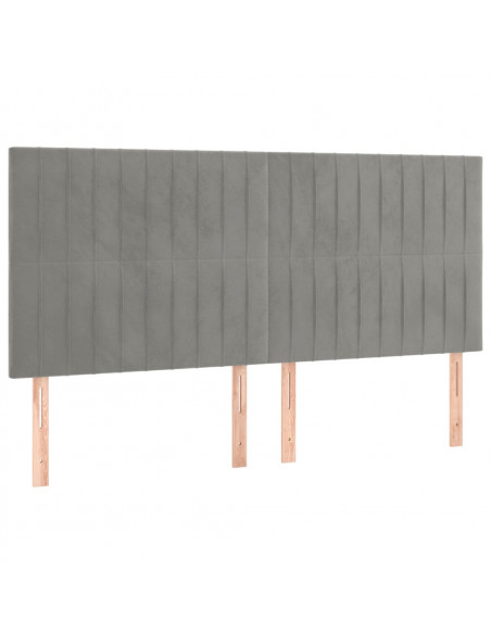 Testiere 4 pz Grigio Chiaro 100x5x78/88 cm in Velluto