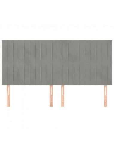 Testiere 4 pz Grigio Chiaro 100x5x78/88 cm in Velluto