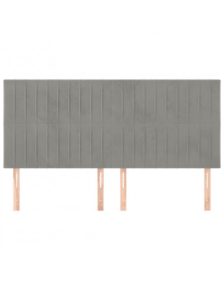 Testiere 4 pz Grigio Chiaro 100x5x78/88 cm in Velluto