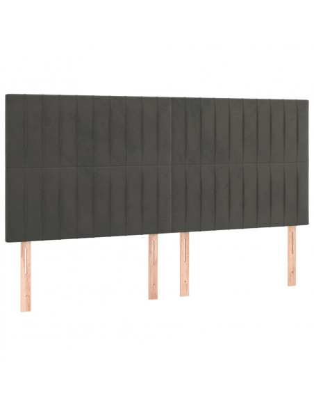 Testiere 4 pz Grigio Scuro 100x5x78/88 cm in Velluto