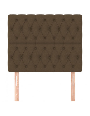 Testiera 2 pz Marrone Scuro 100 x 7 x 78/88 cm in Tessuto