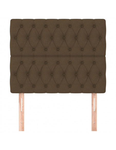 Testiera 2 pz Marrone Scuro 100 x 7 x 78/88 cm in Tessuto
