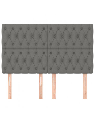 Testiera 4 pz Grigio Scuro 80 x 7 x 78/88 cm in Tessuto