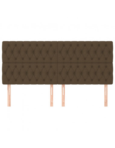 Testiera 4 pz Marrone Scuro 100x7x78/88 cm in Tessuto