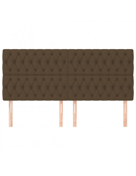 Testiera 4 pz Marrone Scuro 100x7x78/88 cm in Tessuto