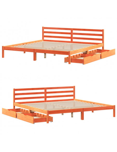 Letto senza Materasso Marrone Cera 180x200 cm in Legno di Pino