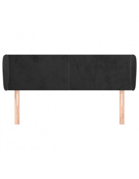 Testiera ad Orecchio Nera 147x23x78/88 cm in Velluto