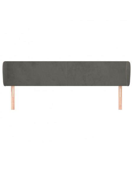 Testiera ad Orecchio Grigio Scuro 183x23x78/88 cm in Velluto