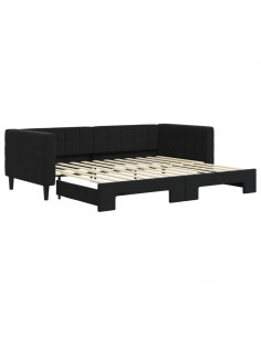 Divano Letto con Letto Estraibile Nero 90x200 cm in Velluto 2
