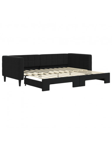 Divano Letto con Letto Estraibile Nero 90x200 cm in Velluto