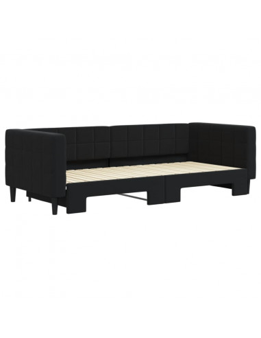 Divano Letto con Letto Estraibile Nero 90x200 cm in Velluto