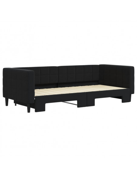 Divano Letto con Letto Estraibile Nero 90x200 cm in Velluto