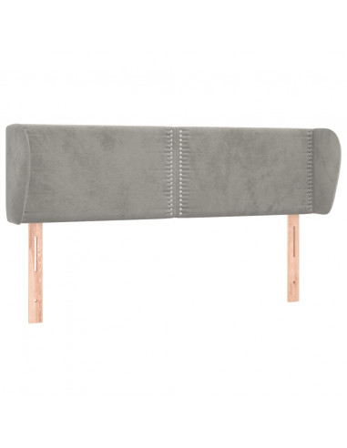 Testiera ad Orecchio Grigio Chiaro 147x23x78/88 cm in Velluto