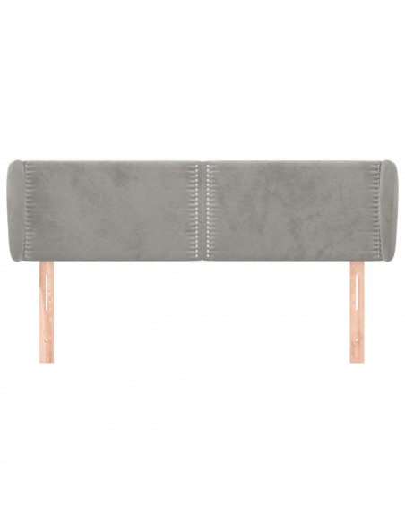 Testiera ad Orecchio Grigio Chiaro 147x23x78/88 cm in Velluto