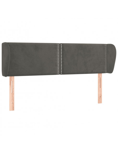 Testiera ad Orecchio Grigio Scuro 147x23x78/88 cm in Velluto