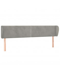 Testiera ad Orecchio Grigio Chiaro 203x23x78/88 cm in Velluto 2