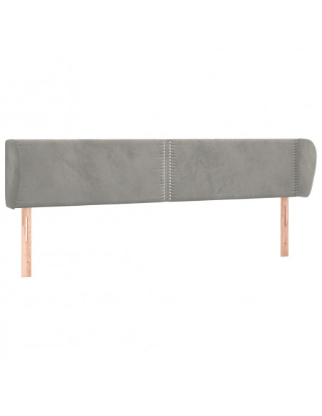 Testiera ad Orecchio Grigio Chiaro 203x23x78/88 cm in Velluto