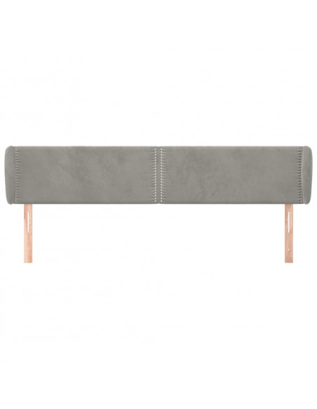 Testiera ad Orecchio Grigio Chiaro 203x23x78/88 cm in Velluto
