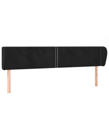 Testiera ad Orecchio Nera 203x23x78/88 cm in Velluto