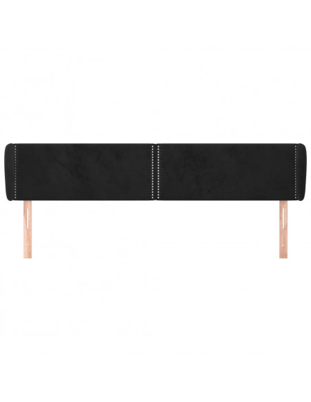 Testiera ad Orecchio Nera 203x23x78/88 cm in Velluto