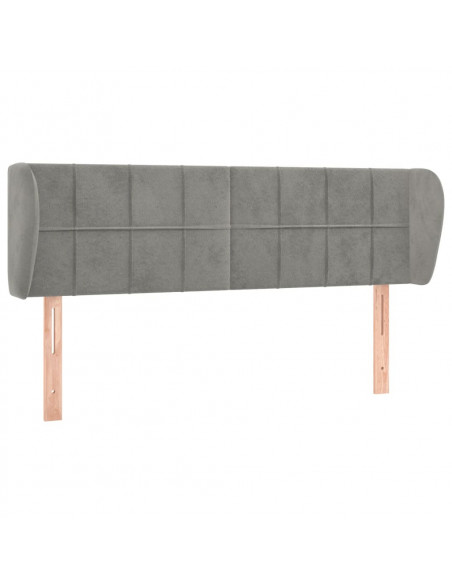 Testiera ad Orecchio Grigio Chiaro 147x23x78/88 cm in Velluto
