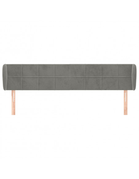 Testiera ad Orecchio Grigio Chiaro 183x23x78/88 cm in Velluto