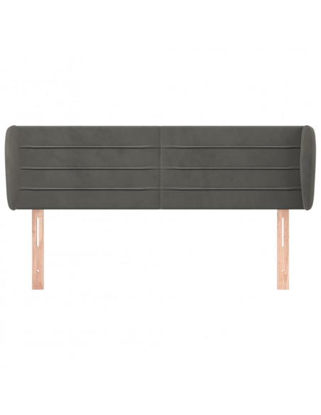Testiera ad Orecchio Grigio Scuro 147x23x78/88 cm in Velluto