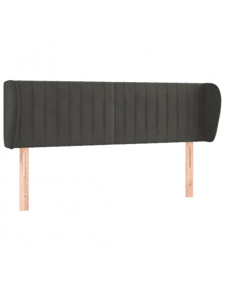 Testiera ad Orecchio Grigio Scuro 147x23x78/88 cm in Velluto
