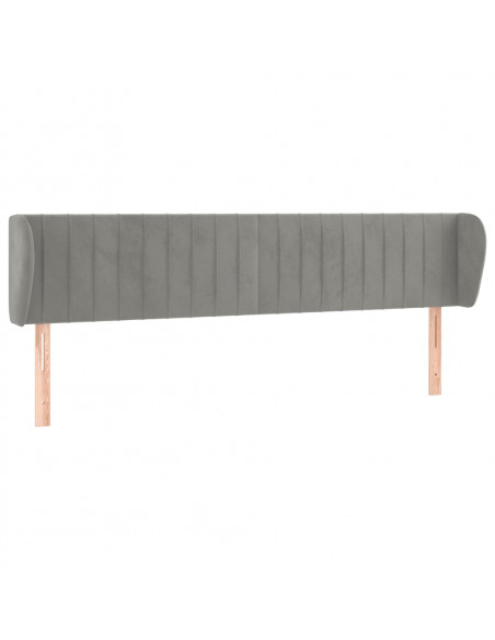 Testiera ad Orecchio Grigio Chiaro 163x23x78/88 cm in Velluto
